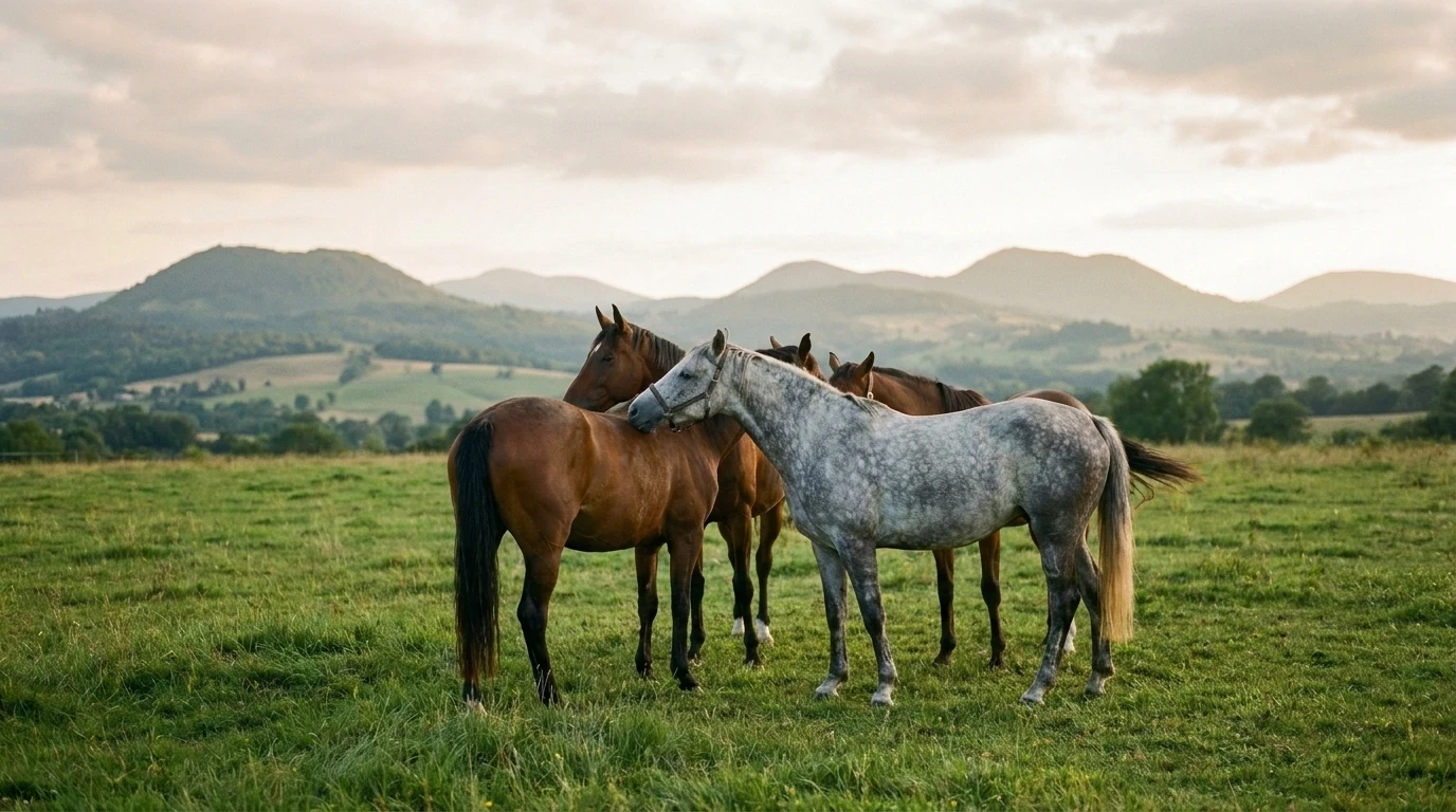 Les chevaux du Ecurie des Dômes en liberté, Puy-de-Dôme